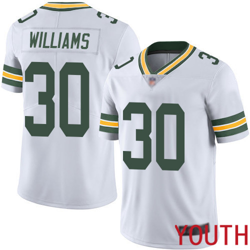 Green Bay Packers Limited White Youth #30 Williams Jamaal Road Jersey Nike NFL Vapor Untouchable